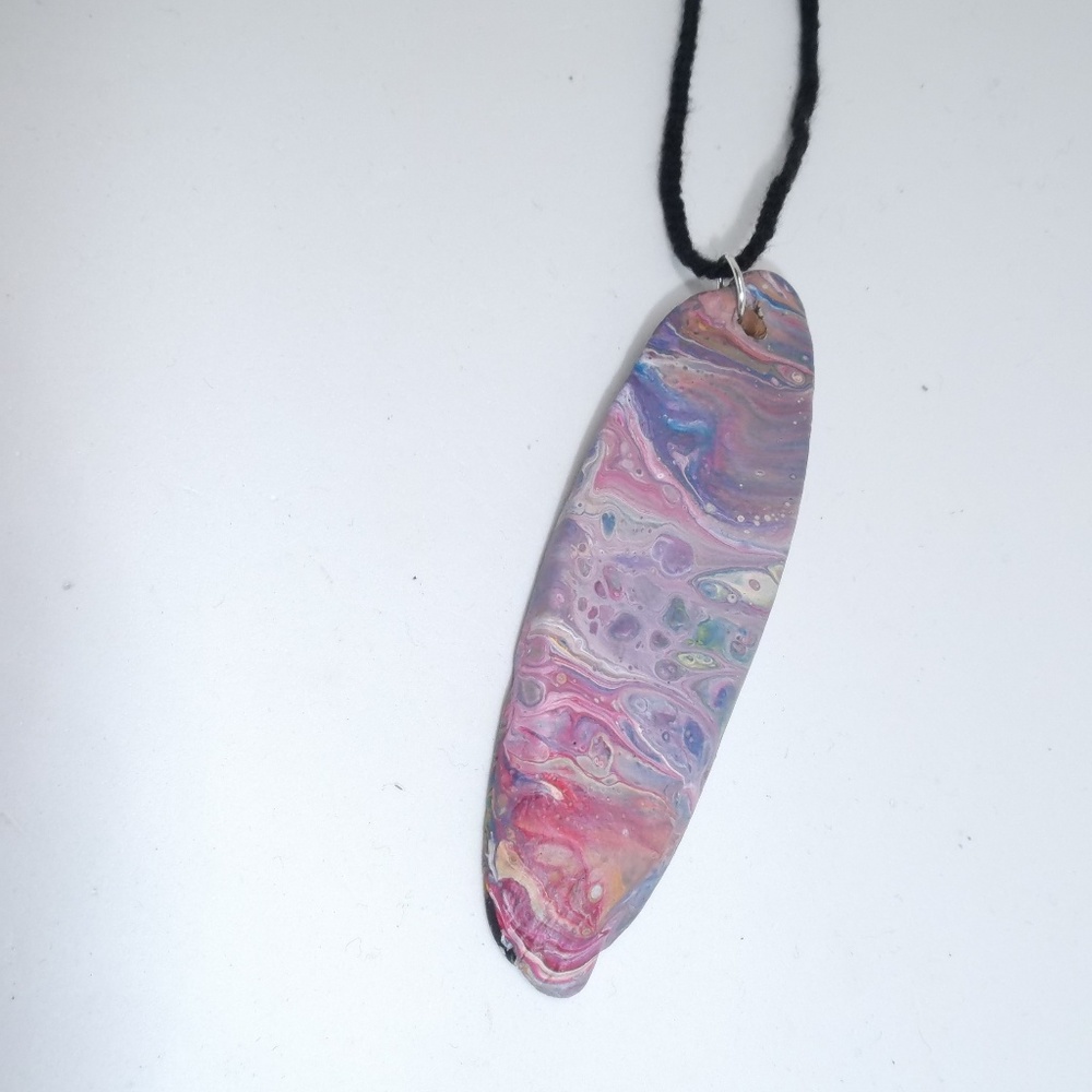 Pastel Rainbow Driftwood Handpainted Artisan Neckl